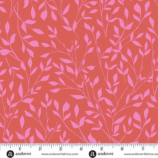 Cotton quilting fabric pattern called 'Meadow in Terracotta'. Part of the 'Color Me Pretty' fabric collection. Designed by Stephanie Organes for fabric company Andover Fabrics. SKU: A-1182-O. 44-45 inch width.