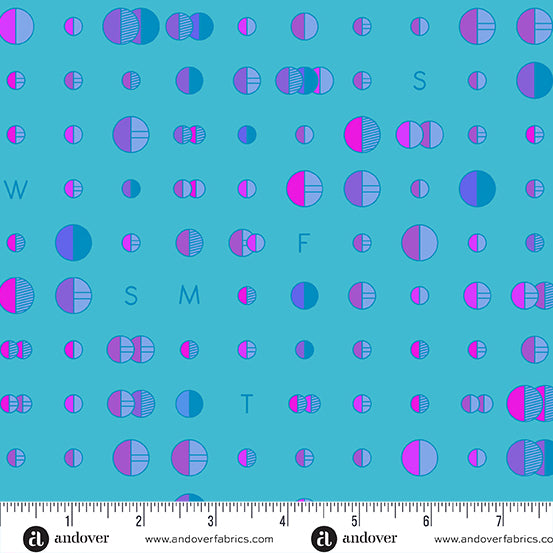 Cotton quilting fabric pattern called 'Data in Lagoon'. Part of the 'Soliloquy' fabric collection. Designed by Alison Glass for fabric company Andover Fabrics. SKU: A-1220-B. 44-45 inch width.