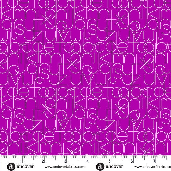 Cotton quilting fabric pattern called 'Enough in Grape'. Part of the 'Soliloquy' fabric collection. Designed by Alison Glass for fabric company Andover Fabrics. SKU: A-1221-P. 44-45 inch width.