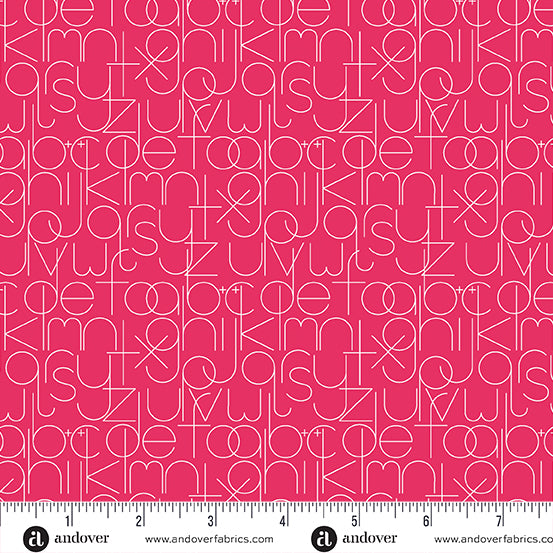 Cotton quilting fabric pattern called 'Enough in Strawberry'. Part of the 'Soliloquy' fabric collection. Designed by Alison Glass for fabric company Andover Fabrics. SKU: A-1221-R. 44-45 inch width.