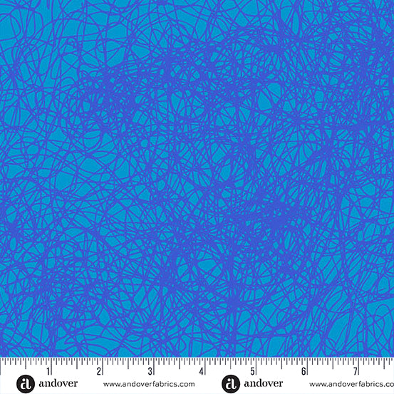 Cotton quilting fabric pattern called 'Entropy in Lake'. Part of the 'Sun Print Textures' fabric collection. Designed by Alison Glass for fabric company Andover Fabrics. SKU: A-1282-B. 44-45 inch width.