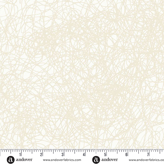 Cotton quilting fabric pattern called 'Entropy in Cream'. Part of the 'Sun Print Textures' fabric collection. Designed by Alison Glass for fabric company Andover Fabrics. SKU: A-1282-L. 44-45 inch width.