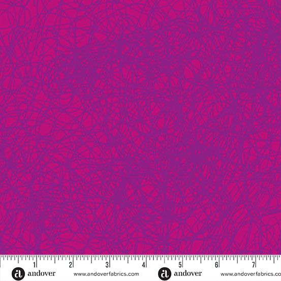 Cotton quilting fabric pattern called 'Entropy in Magenta'. Part of the 'Sun Print Textures' fabric collection. Designed by Alison Glass for fabric company Andover Fabrics. SKU: A-1282-P. 44-45 inch width.