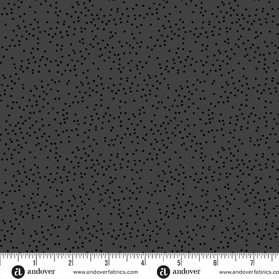 Cotton quilting fabric pattern called 'Pebbles in Raven'. Part of the 'Sun Print Textures' fabric collection. Designed by Alison Glass for fabric company Andover Fabrics. SKU: A-1283-K. 44-45 inch width.