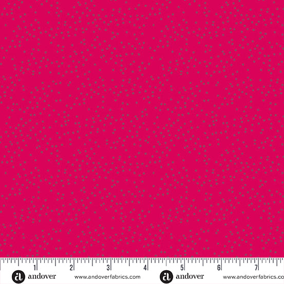 Cotton quilting fabric pattern called 'Pebbles in Raspberry'. Part of the 'Sun Print Textures' fabric collection. Designed by Alison Glass for fabric company Andover Fabrics. SKU: A-1283-R. 44-45 inch width.