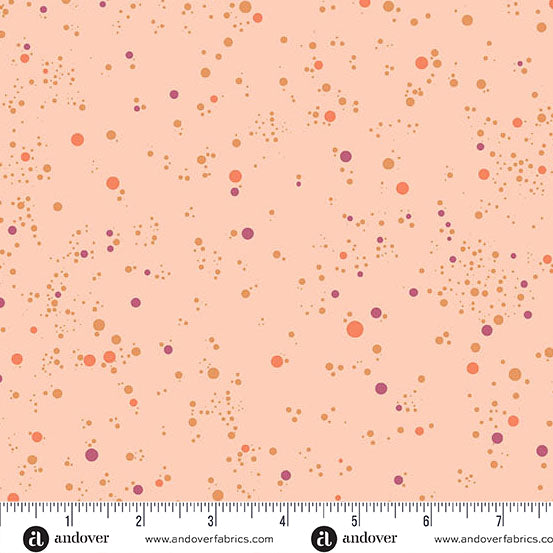 Cotton quilting fabric pattern called 'Peach'. Part of the 'Fizz' fabric collection. Designed by Giucy Giuce for fabric company Andover. SKU: A-1344-O. 44-45 inch width.