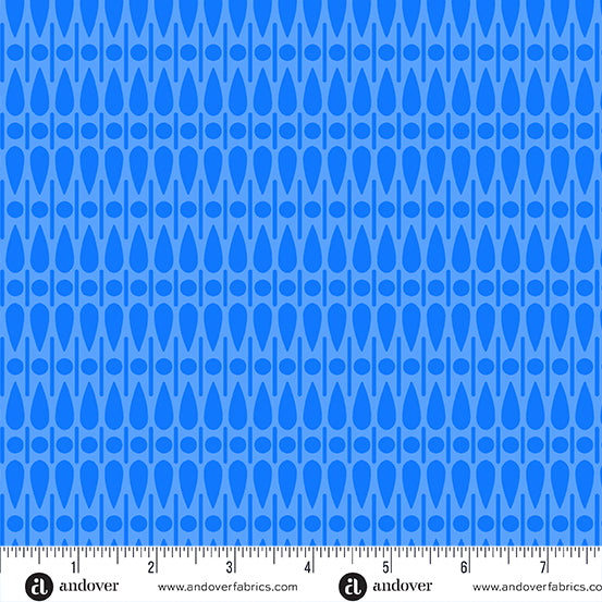 Cotton quilting fabric pattern called 'Scatter in Sky'. Part of the 'SunPrint 2024' fabric collection. Designed by Alison Glass for fabric company Andover Fabrics. SKU: A-672-B. 44-45 inch width.