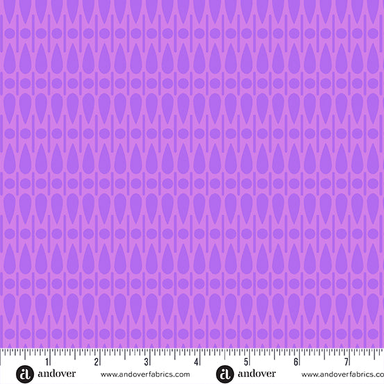 Cotton quilting fabric pattern called 'Scatter in Pansy'. Part of the 'SunPrint 2024' fabric collection. Designed by Alison Glass for fabric company Andover Fabrics. SKU: A-672-P1. 44-45 inch width.