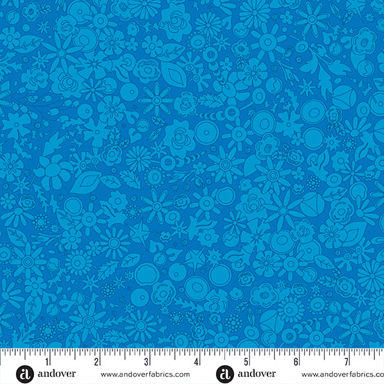 Cotton quilting fabric pattern called 'Woodland in Cobalt'. Part of the 'SunPrint 2024' fabric collection. Designed by Alison Glass for fabric company Andover Fabrics. SKU: A-790-B1. 44-45 inch width.