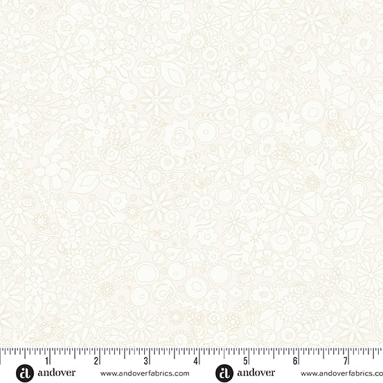 Cotton quilting fabric pattern called 'Woodland in Daisy'. Part of the 'SunPrint 2024' fabric collection. Designed by Alison Glass for fabric company Andover Fabrics. SKU: A-790-L. 44-45 inch width.