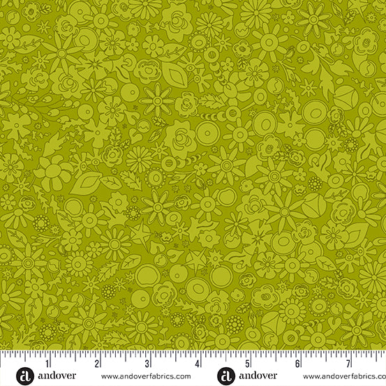 Cotton quilting fabric pattern called 'Woodland in Leaf'. Part of the 'SunPrint 2024' fabric collection. Designed by Alison Glass for fabric company Andover Fabrics. SKU: A-790-V. 44-45 inch width.