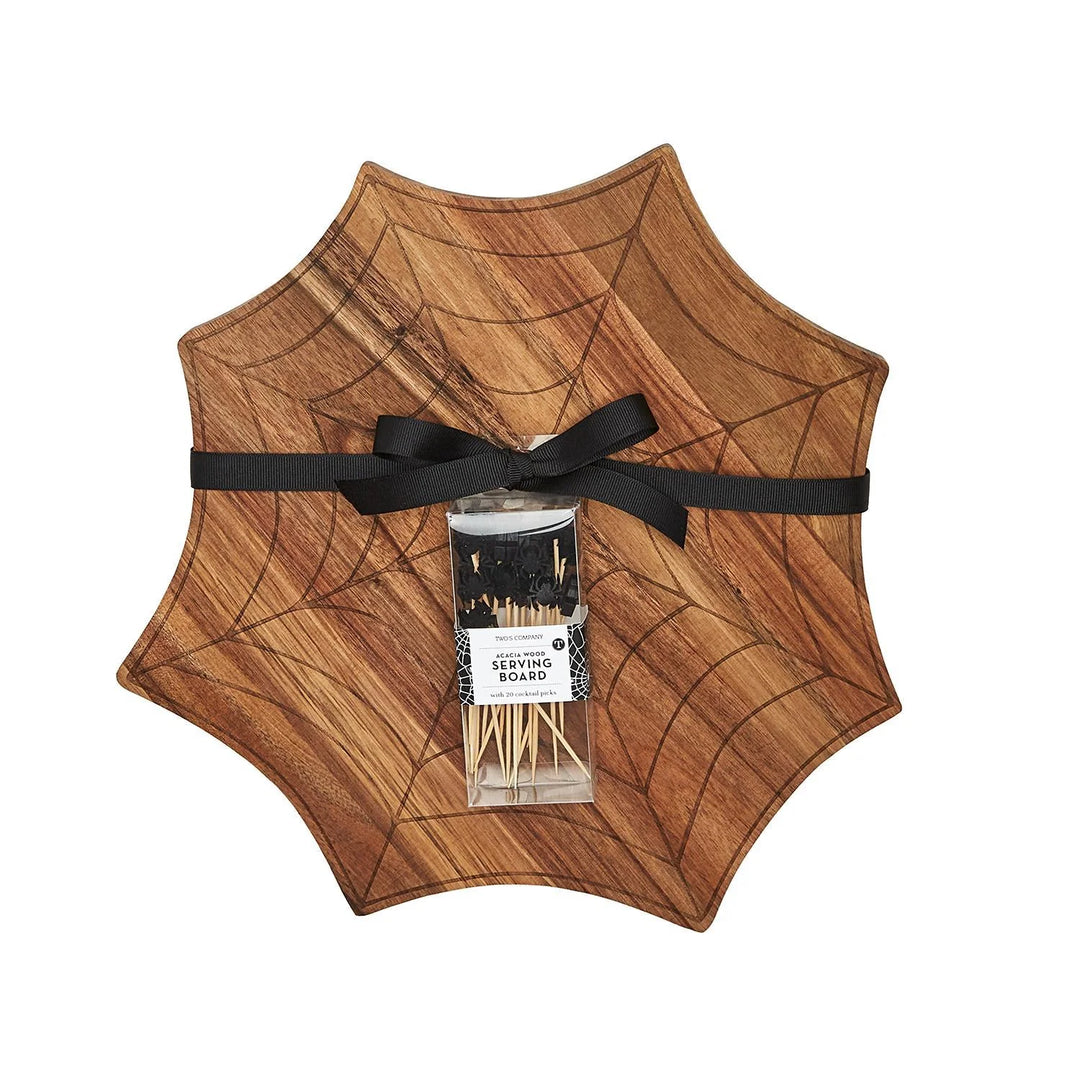 Two's Company - Spiderweb Wooden Charcuterie Serving Board - 82140 TC