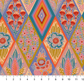 Cotton quilting fabric pattern called 'Anna Maria Textiles'. Part of the 'Shooting Star' fabric collection. Designed by Anna Maria Parry for fabric company Anna Maria Textiles. SKU: AMT116-63V. 44-45 inch width.