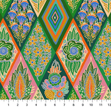 Cotton quilting fabric pattern called 'Anna Maria Textiles'. Part of the 'Shooting Star' fabric collection. Designed by Anna Maria Parry for fabric company Anna Maria Textiles. SKU: AMT116-78C. 44-45 inch width.