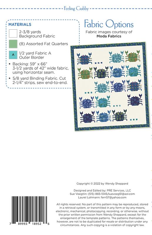 PREORDER - Feeling Crabby - Quilt Pattern - Wendy Sheppard - WS 52 - Paper Pattern