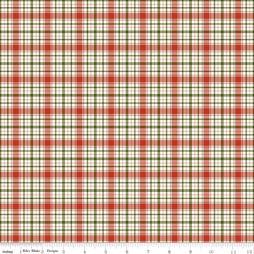 Cotton quilting fabric pattern called 'Plaid in Multi'. Part of the 'Christmas is in Town' fabric collection. Designed by Sandy Gervais for fabric company Riley Blake. SKU: C14746-MULTI. 44-45 inch width.