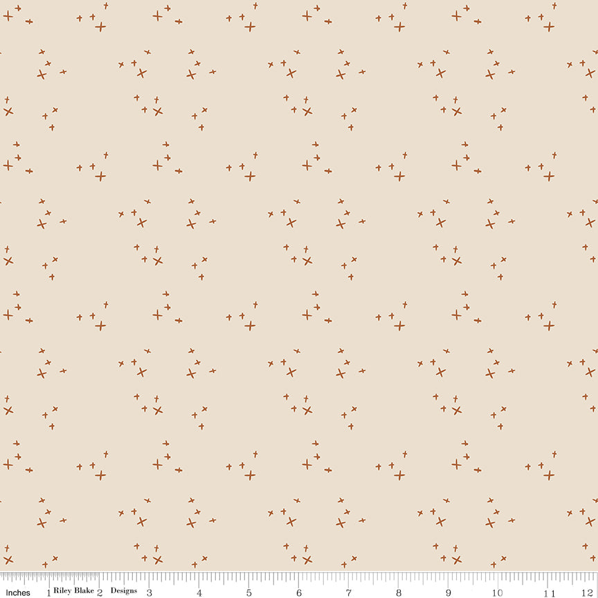 Cotton quilting fabric pattern called 'Sparkle in Ivory'. Part of the 'Pumpkin Spice' fabric collection. Designed by Simple Simon & Company for fabric company Riley Blake. SKU: C14994-IVORY. 44-45 inch width.