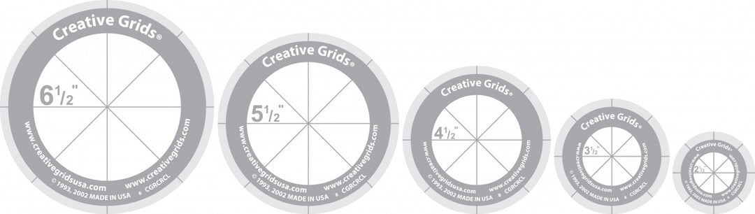 Creative Grids Quilt Ruler Circles (5 Discs with Grips) Quilt Ruler - CGRCRCL