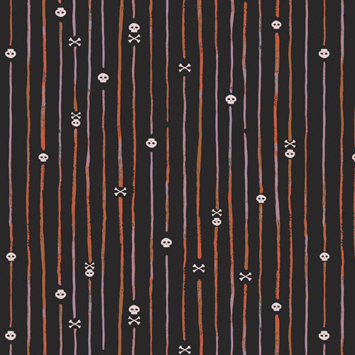 Cotton quilting fabric pattern called 'Spooky Trails'. Part of the 'Eerie' fabric collection. Designed by Katarina Roccella for fabric company Art Gallery. SKU: EER31003. 44-45 inch width.