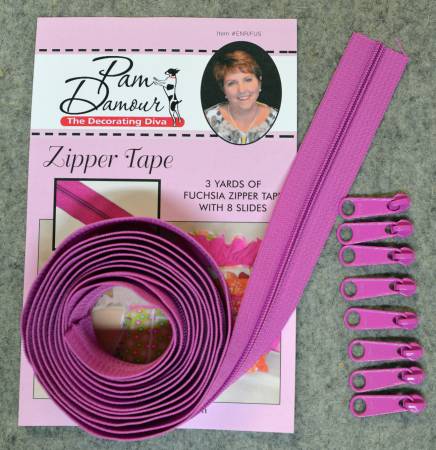 Decorating Diva - Reversible Coil Zipper Tape - Fuchsia - ENR-FUS - 3 yards