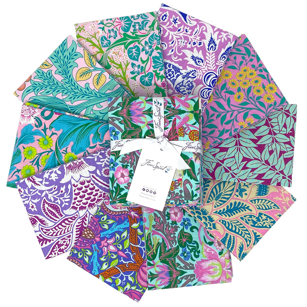 PREORDER - Kaffe x Morris & Co. - 10 Piece Fat Quarter Bundle in Blush - Kaffe Fassett and William Morris - FB4FQKW.BLUSH