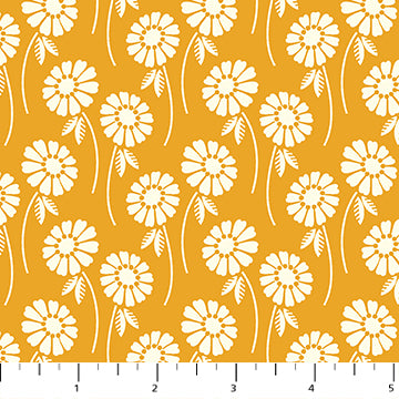 Heather Bailey's Pop Sugar collection quilting fabric pattern, a floral design in an orange color. SKU 92061-52.