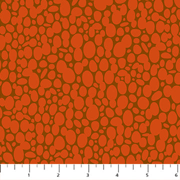 Detailed pattern of Heather Bailey's Pop Sugar collection quilting fabric, pebble pattern burnt orange color. SKU 92059-36.