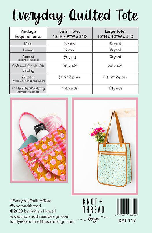 Everyday Quilted Tote - Knot and Thread Designs - KAT 117 - Printed Pattern