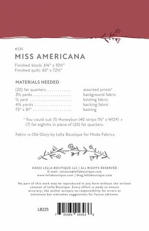 Miss Americana - Quilt Pattern - Lella Boutique - LB225 - Printed Pattern