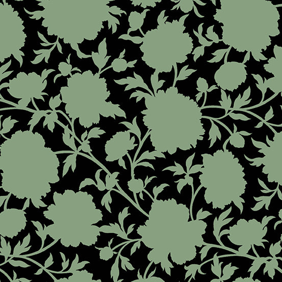 Cotton quilting fabric pattern called 'Glenelg in Patina'. Part of the 'Verdigris' fabric collection. Designed by Libs Elliott for fabric company Andover Fabrics. SKU: A-824-G. 44-45 inch width.