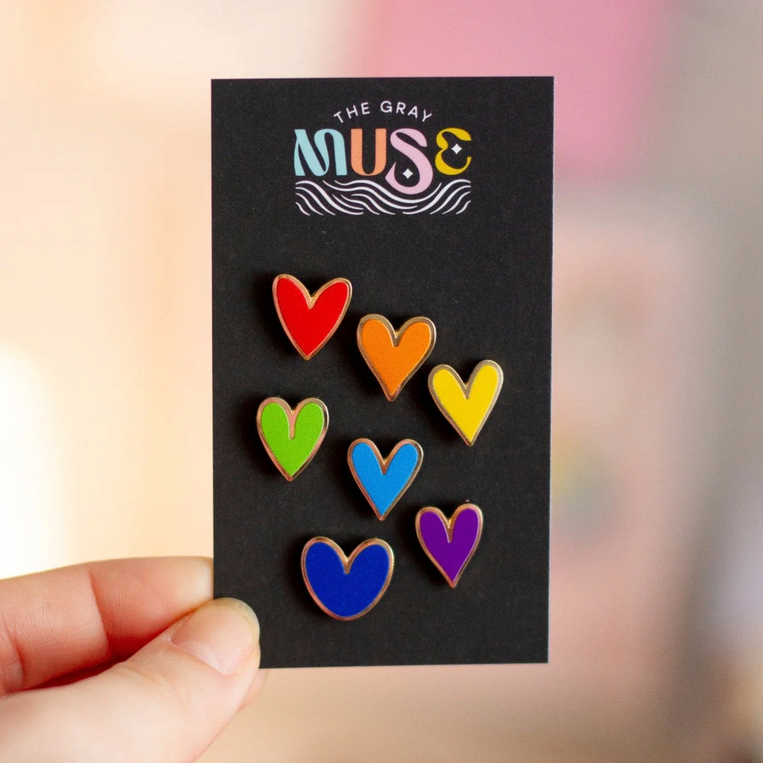 The Gray Muse - Mini Rainbow Hearts (7) Enamel Pin Collection