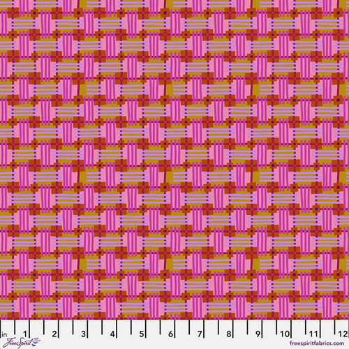 Cotton quilting fabric pattern called 'In Town in Sweet'. Part of the 'Love Always, AM' fabric collection. Designed by Anna Maria Horner for fabric company Free Spirit. SKU: PWAH158.SWEET. 44-45 inch width.