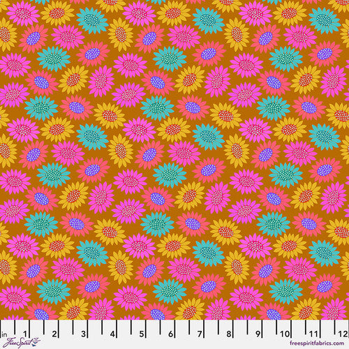 Cotton quilting fabric pattern called 'Picky in Gold'. Part of the 'Love Always, AM' fabric collection. Designed by Anna Maria Horner for fabric company Free Spirit. SKU: PWAH159.GOLD. 44-45 inch width.