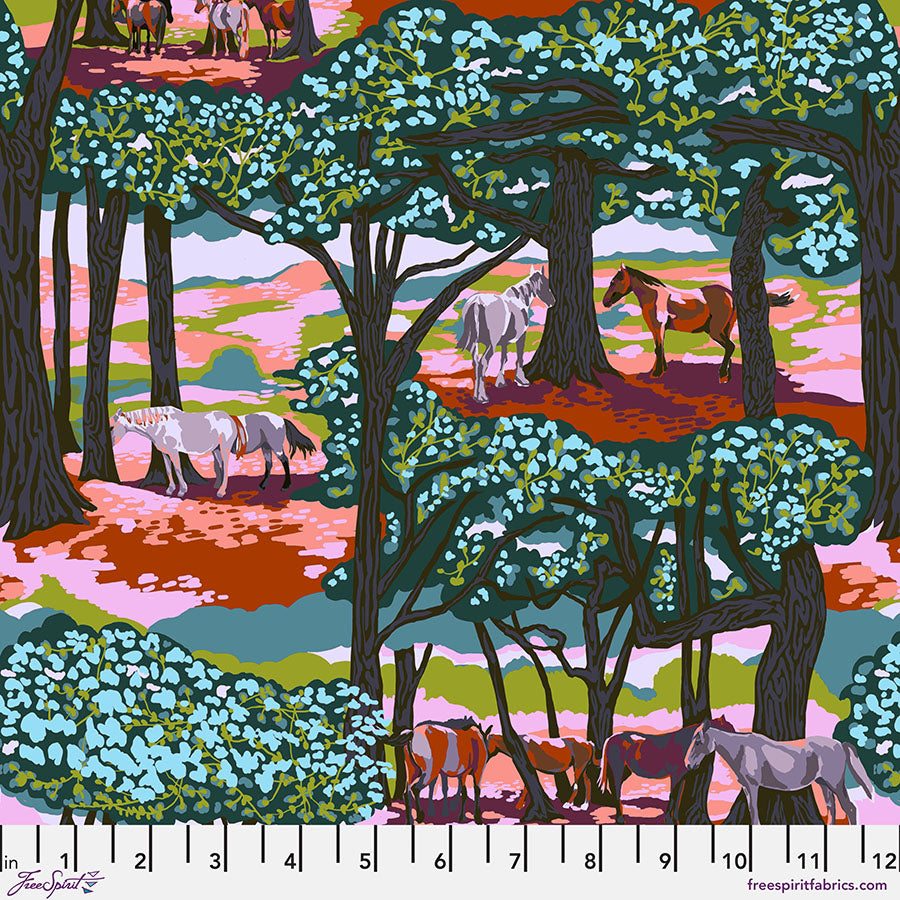 Cotton quilting fabric pattern called 'New Forest in Dappled'. Part of the 'Good Gracious' fabric collection. Designed by Anna Maria Horner for fabric company Free Spirit Fabrics. SKU: PWAH221.DAPPLED. 44-45 inch width.