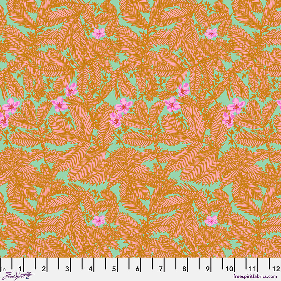 Cotton quilting fabric pattern called 'Silverweed in Island'. Part of the 'Good Gracious' fabric collection. Designed by Anna Maria Horner for fabric company Free Spirit Fabrics. SKU: PWAH222.ISLAND. 44-45 inch width.