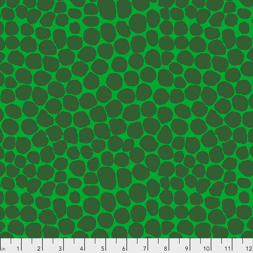 Cotton quilting fabric pattern called 'Jumble in Emerald'. Part of the 'Classics' fabric collection. Designed by The Kaffe Fassett Collective for fabric company Free Spirit Fabrics. SKU: PWBM053.EMERALD. 44-45 inch width.