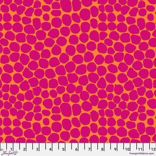 Cotton quilting fabric pattern called 'Jumble in Magenta'. Part of the 'Classics' fabric collection. Designed by The Kaffe Fassett Collective for fabric company Free Spirit Fabrics. SKU: PWBM053.MAGEN. 44-45 inch width.