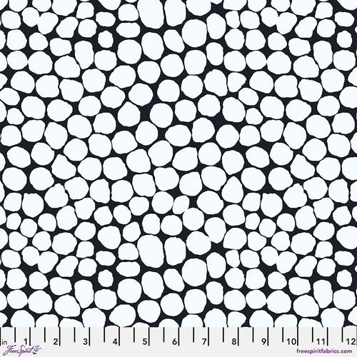 Cotton quilting fabric pattern called 'Jumble in White'. Part of the 'Classics' fabric collection. Designed by The Kaffe Fassett Collective for fabric company Free Spirit Fabrics. SKU: PWBM053.WHITE. 44-45 inch width.