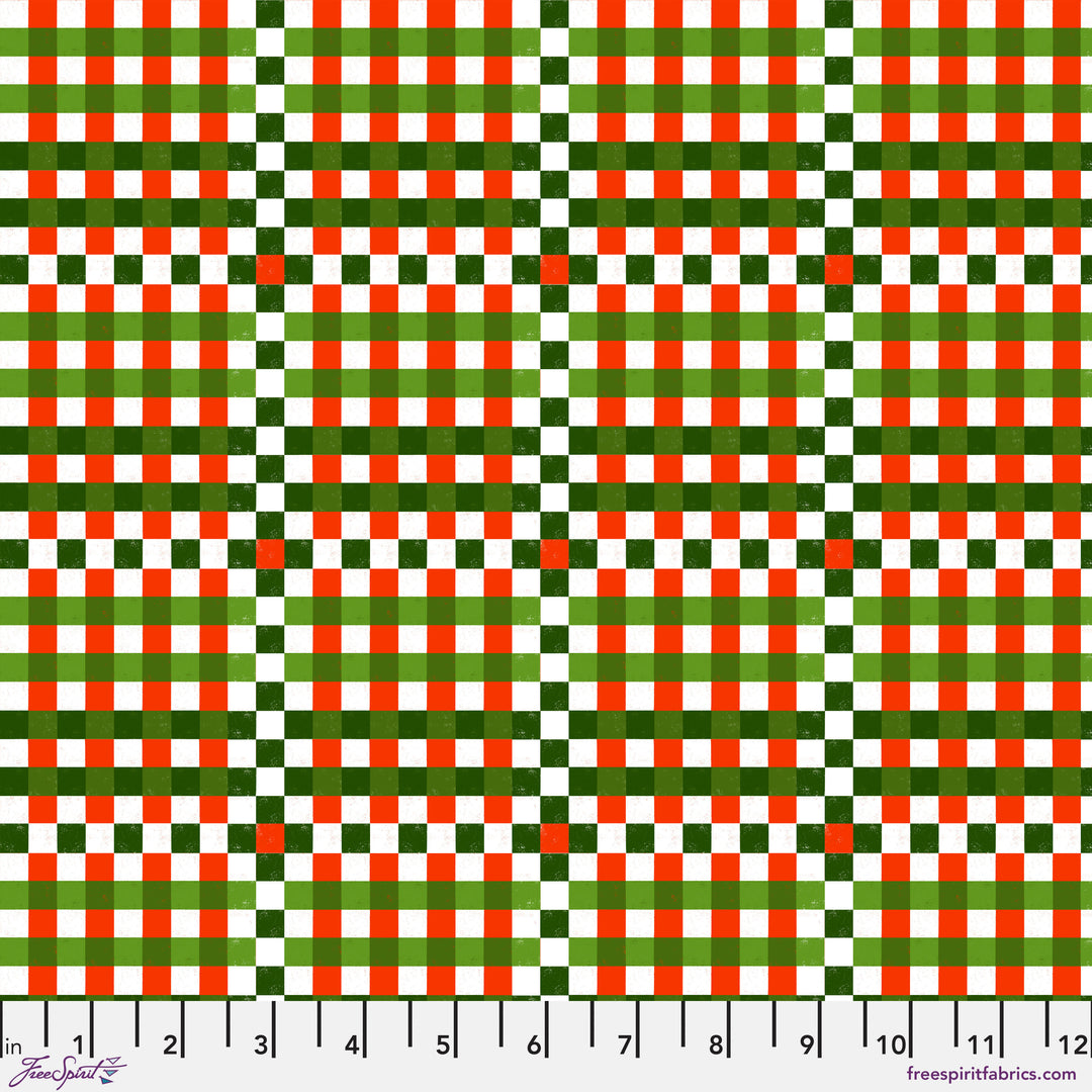 Cotton quilting fabric pattern called 'Holiday Check in Multi'. Part of the 'Winter Joy' fabric collection. Designed by Cori Dantini for fabric company Free Spirit. SKU: PWCD104.XMULTI. 44-45 inch width.