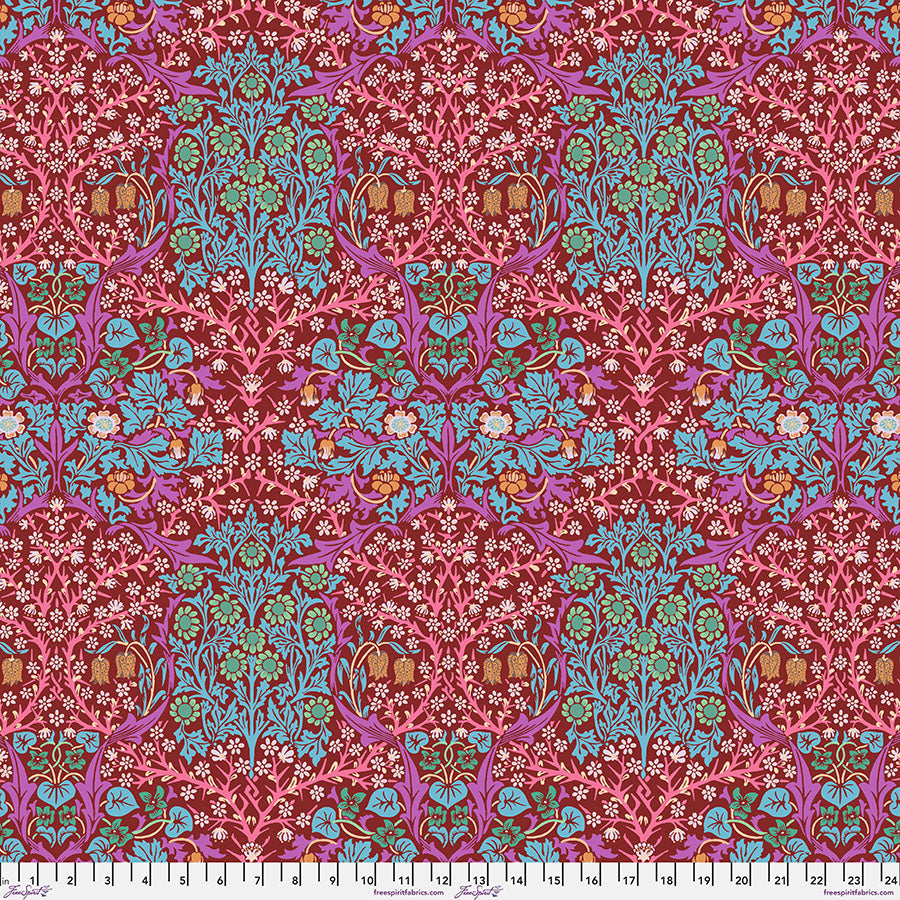 Cotton quilting fabric pattern called 'Blackthorn in Brown'. Part of the 'Kaffe x The Original Morris & Co.' fabric collection. Designed by Kaffe Fassett and William Morris for fabric company Free Spirit Fabrics. SKU: PWKW002.BROWN. 44-45 inch width.