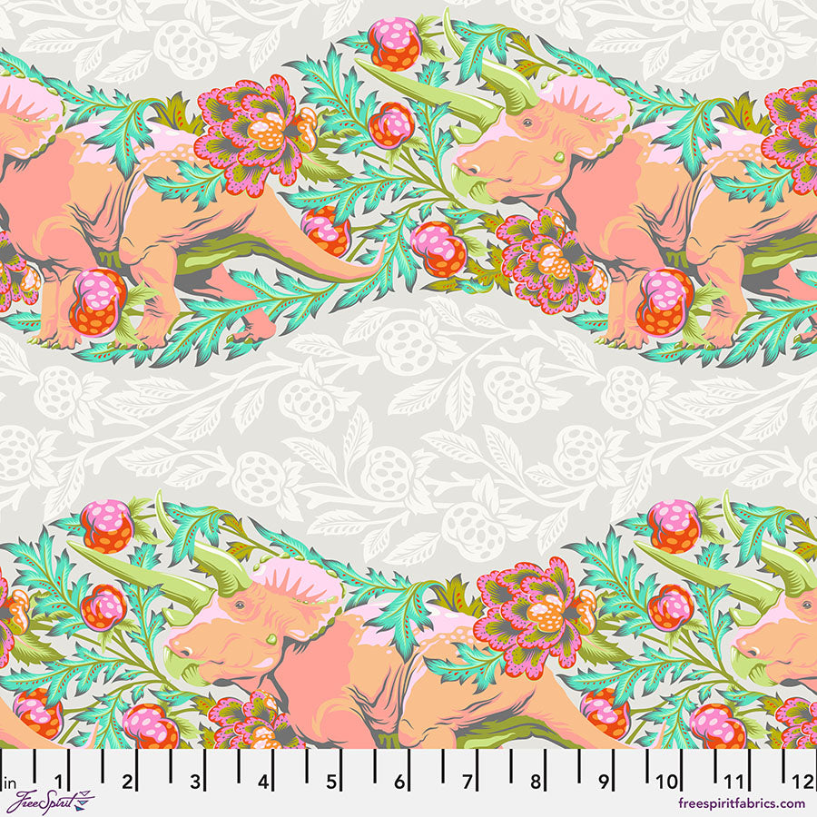 Cotton quilting fabric pattern called 'Trifecta in Blush'. Part of the 'Roar!' fabric collection. Designed by Tula Pink for fabric company Free Spirit Fabrics. SKU: PWTP223.BLUSH. 44-45 inch width.