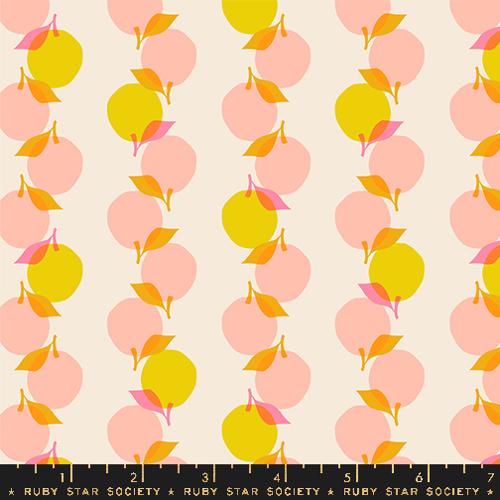 Cotton quilting fabric pattern called 'Stacked Up in Shell'. Part of the 'Juicy' fabric collection. Designed by Melody Miller for fabric company Ruby Star Society. SKU: RS0090 12. 44-45 inch width.