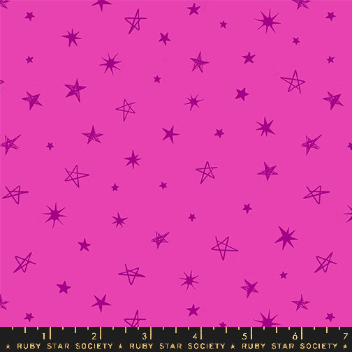 Cotton quilting fabric pattern called 'Rockstar in Light Berry'. Part of the 'Teddy And The Bears' fabric collection. Designed by Sarah Watts for fabric company Ruby Star Society. SKU: RS2106 19. 44-45 inch width.