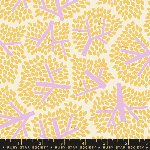 Cotton quilting fabric pattern called 'Canopy in Natural'. Part of the 'Bird is the Word' fabric collection. Designed by Kimberly Kight for fabric company Ruby Star Society. SKU: RS3080 12. 44-45 inch width.