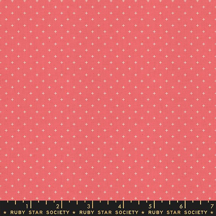 Cotton quilting fabric pattern called 'Add it Up in Strawberry'. Part of the 'Add it Up' fabric collection. Designed by Ruby Star Society for fabric company Moda Fabrics. SKU: RS4005 44. 44-45 inch width.