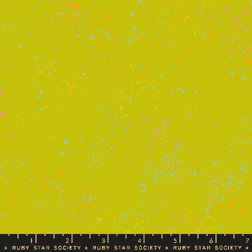 Cotton quilting fabric pattern called 'Pistachio'. Part of the 'Speckled' fabric collection. Designed by Rashida Coleman Hale for fabric company Ruby Star Society. SKU: RS5027 113. 44-45 inch width.