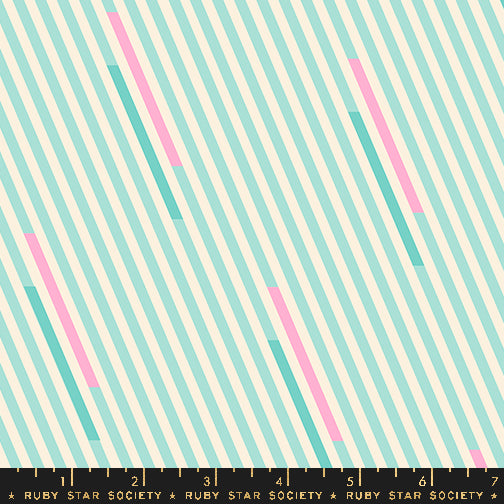 Cotton quilting fabric pattern called 'Eye Candy Stripe in Frost'. Part of the 'Eye Candy' fabric collection. Designed by Ruby Star Society for fabric company Ruby Star Society. SKU: RS5155 13. 44-45 inch width.