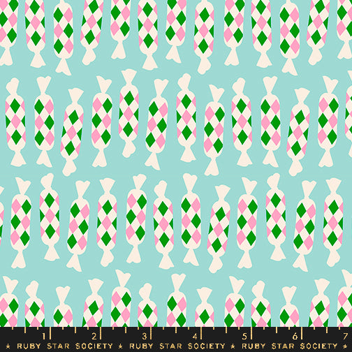 Cotton quilting fabric pattern called 'Diamond Candies in Frost'. Part of the 'Eye Candy' fabric collection. Designed by Ruby Star Society for fabric company Ruby Star Society. SKU: RS5159 21. 44-45 inch width.