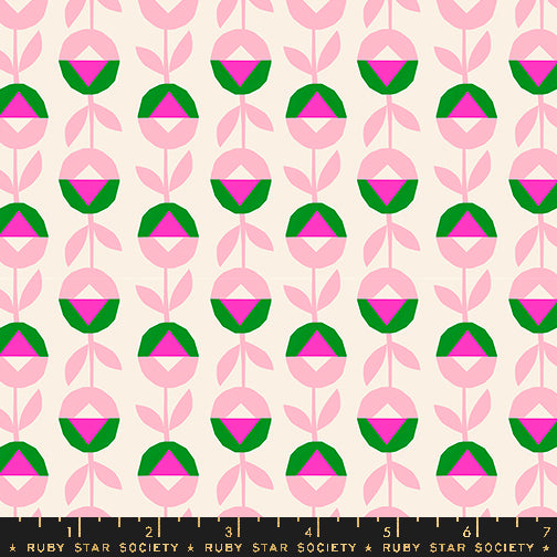 Cotton quilting fabric pattern called 'Flower Chain in Natural'. Part of the 'Eye Candy' fabric collection. Designed by Ruby Star Society for fabric company Ruby Star Society. SKU: RS5161 13. 44-45 inch width.