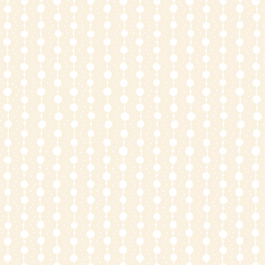 Cotton quilting fabric pattern called 'Pearls in Natural'. Part of the 'Endpaper' fabric collection. Designed by Jen Hewett for fabric company Ruby Star Society. SKU: RS6047 11. 44-45 inch width.